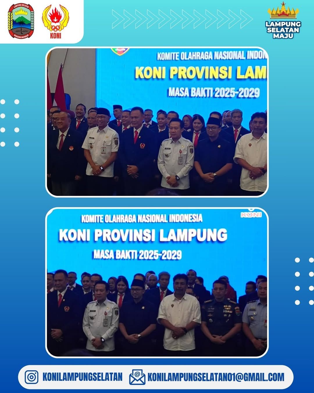 KONI Lampung Selatan Hadiri Pelantikan Pengurus KONI Provinsi Lampung Masa Bhakti 2025–2029