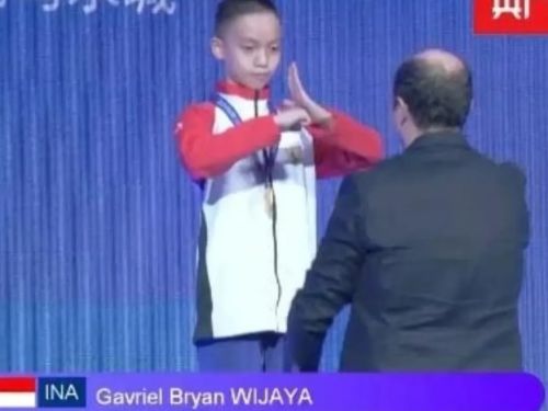 Atlet Wushu Lampung Gavirel Bryan Wijaya tampil pada nomor Dao Shu di The 12th Junior Wushu Championships di China