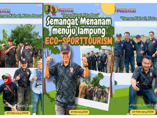 Kegiatan penanaman 400 bibit pohon oleh KONI Provinsi Lampung di Taman Kehati Kota Baru
