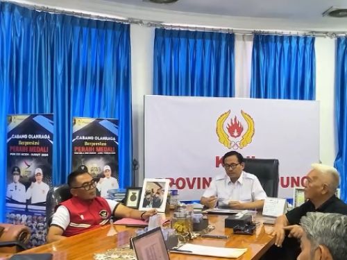 Rapat koordinasi KONI Provinsi Lampung bersama Pengprov Judo dan Pengprov Wushu membahas pembinaan atlet menuju PON 2028
