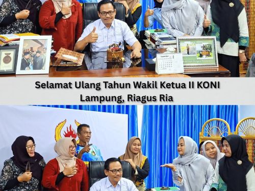 Ucapan selamat ulang tahun kepada Riagus Ria, Wakil Ketua II KONI Provinsi Lampung, sebagai bentuk apresiasi atas dedikasi dan kontribusinya bagi kemajuan olahraga prestasi di Provinsi Lampung.