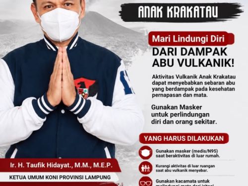 Imbauan kewaspadaan terhadap abu vulkanik Gunung Anak Krakatau dari KONI Provinsi Lampung